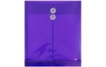 9 3/4 x 11 3/4 Plastic Envelopes with Button & String Tie Closure - Letter Open End - (Pack of 12) Purple