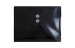 9 1/8 x 13 Plastic Envelopes with Button & String Tie Closure - Letter Booklet - (Pack of 12) Black