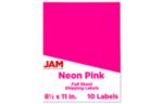 8 1/2 x 11 Full Page Label (Pack of 10) Neon Pink