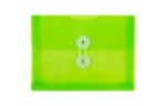 5 1/2 x 7 1/2 Plastic Envelopes with Button & String Tie Closure - Index Booklet - (Pack of 12) Lime Green