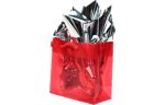 6 5/16 x 3 x 6 5/16 Glossy Clear Colored Gift Bag (Pack of 10) Red