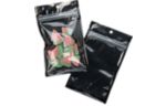 3 5/8 x 5 Hanging Zipper Barrier Bag w/Tear Notches (Pack of 100) Black Metallic w/Tear Notches