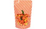 5 1/8 x 3 1/8 x 8 1/8 Stand Up Zipper Pouch w/Oval Window & Hang Hole (Pack of 100) Pumpkin Orange  White Stripes