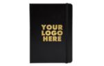 5 x 7 Hardcover Notebook w/Elastic Closure (Full Color) Black w/ Gold Foil
