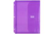 9 1/2 x 11 1/2 Plastic 3 Hole Punch Binder Envelopes with Hook & Loop Closure - Letter Booklet - 1 Inch Expansion - (Pack of 12)