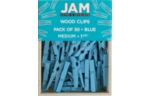 Medium 1 1/8 Inch Wood Clip Clothespins (Pack of 50) Blue