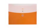 9 1/8 x 13 Plastic Envelopes with Button & String Tie Closure - Letter Booklet - (Pack of 12) Two-Tone Orange