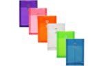 6 1/4 x 9 1/4 Plastic Envelopes with Button & String Tie Closure - Open End - (Pack of 6) Assorted
