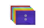 5 1/2 x 7 1/2 Plastic Envelopes with Button & String Tie Closure - Index Booklet - (Pack of 12) Assorted