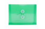 5 1/2 x 7 1/2 Plastic Envelopes with Button & String Tie Closure - Index Booklet - (Pack of 12) Green