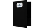 9 x 12 Presentation Folder w/Front Cover Center Card Slits Deep Black Linen