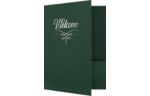 9 x 12 Welcome Folder Green Linen - Silver Foil Flourish